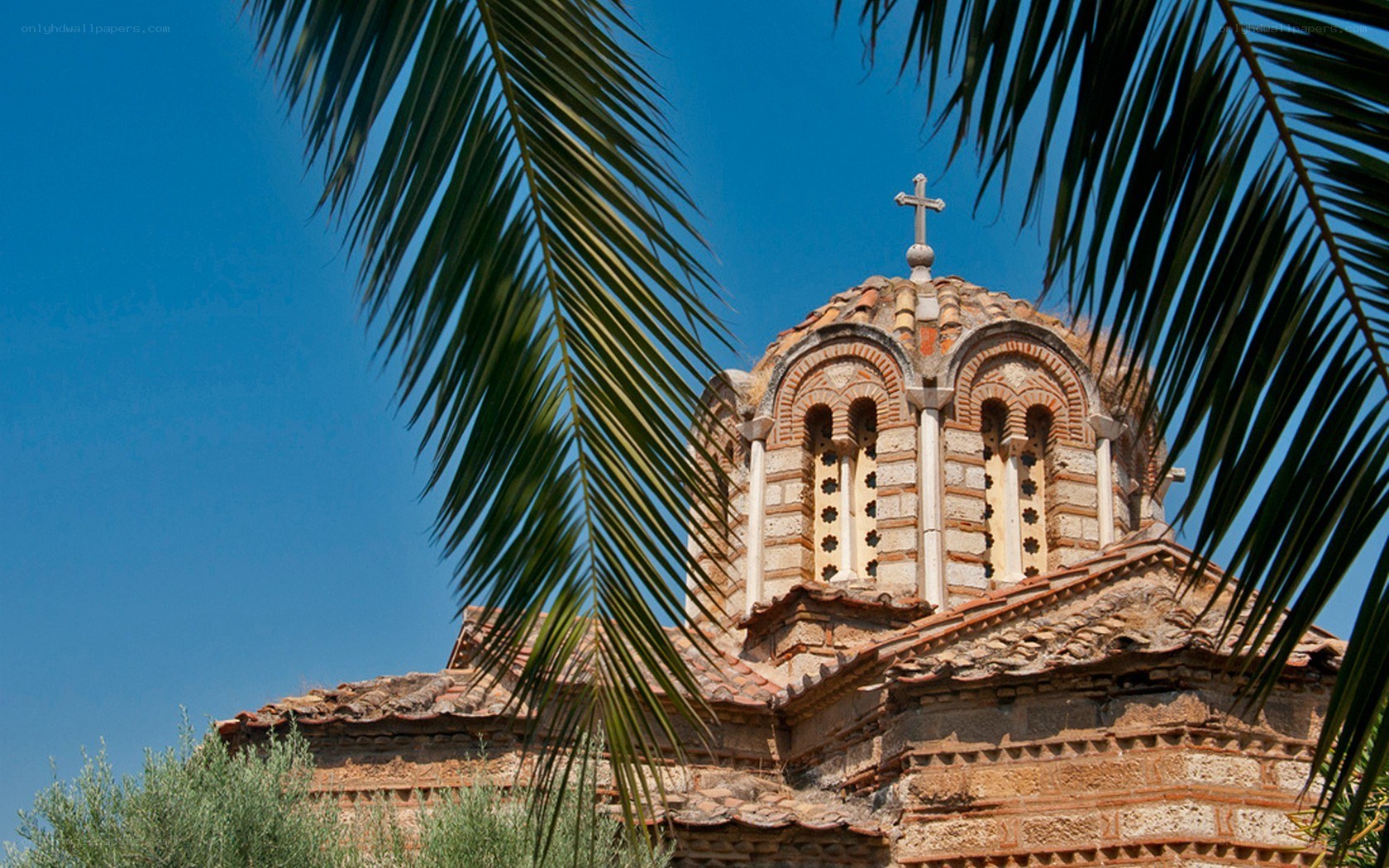 Church with palm leaves