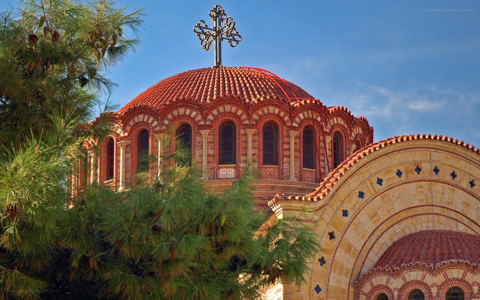 Church with red-tiled dome