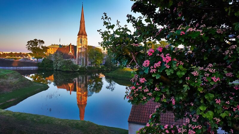 Church with Steeple — Blue, Serene, Sunset