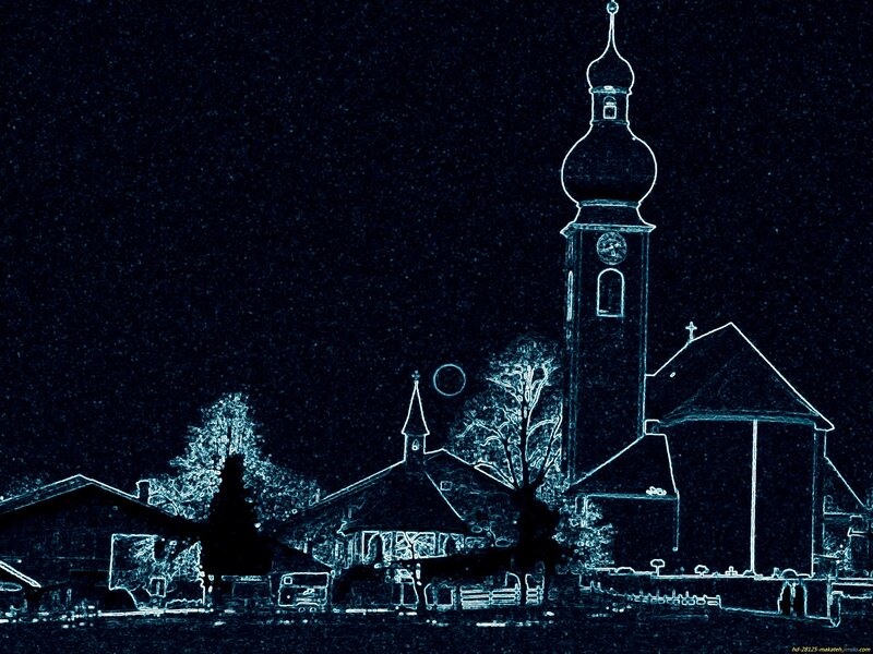 Church with Steeple — Blue