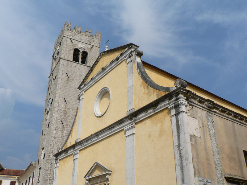 Church with stone tower
