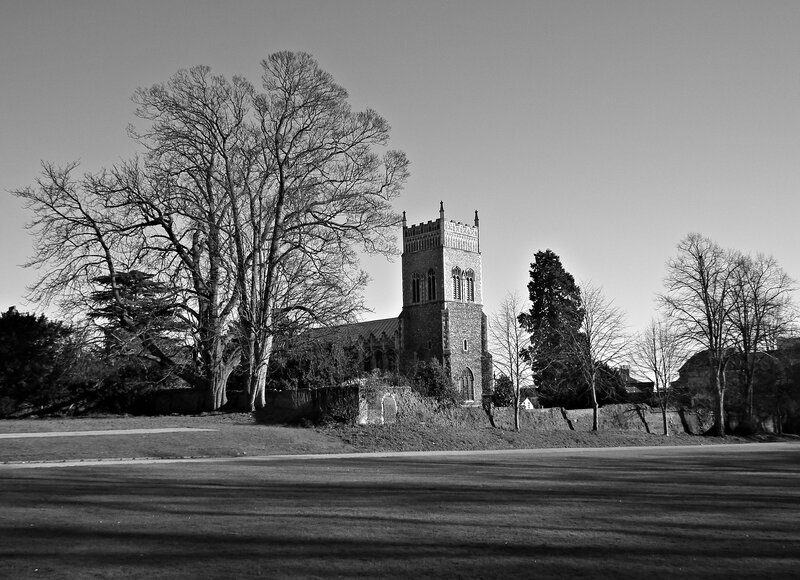 Church with Stone Tower — Black