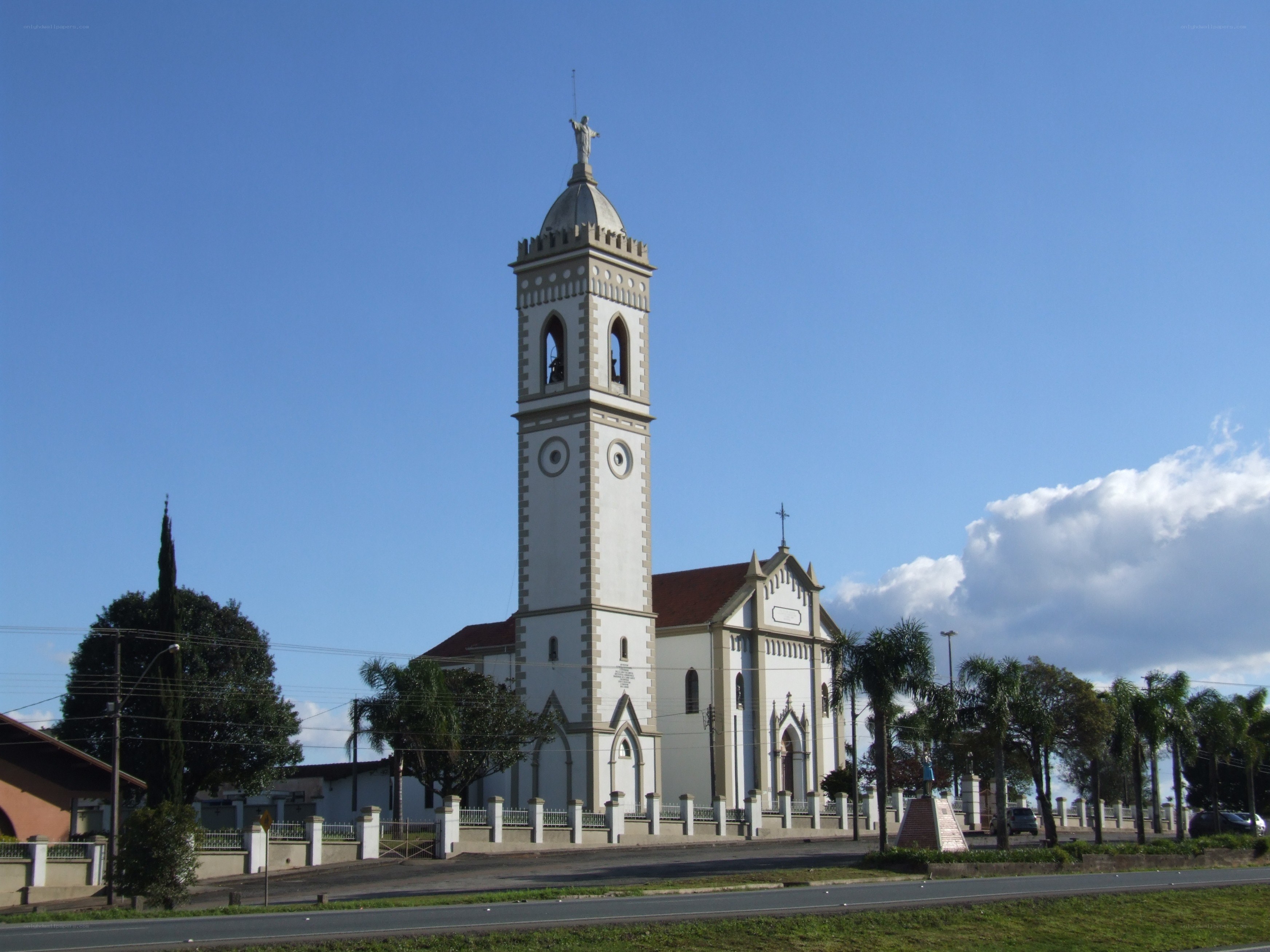 Church with tall bell tower