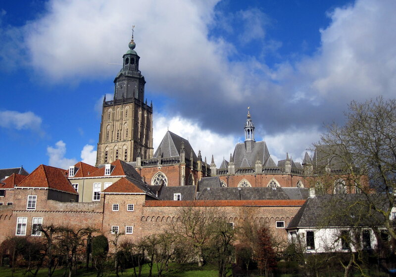 Church with Tall Tower — Blue
