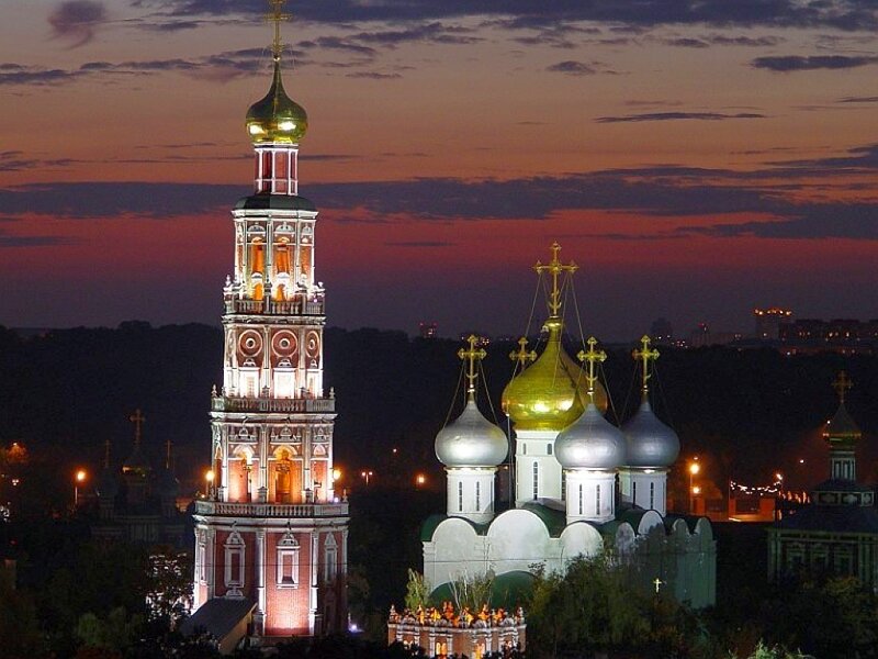 Churches at dusk in Russia