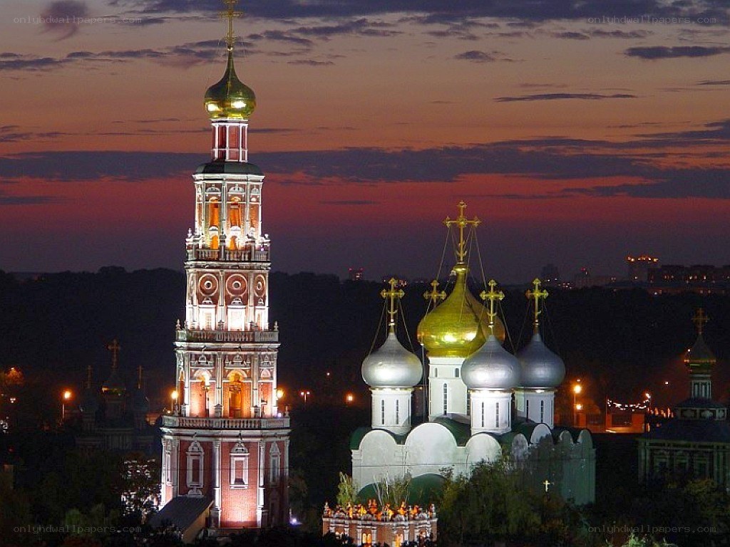 Churches at dusk in Russia