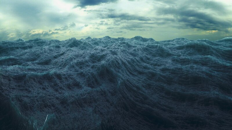Churning Ocean Waves — Blue, Dramatic, Digital Art