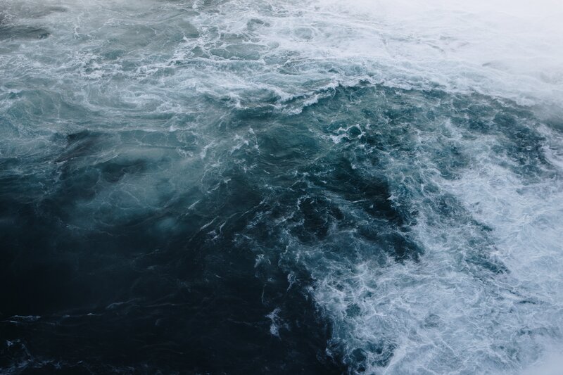 Churning Ocean Waves — Blue, Dramatic, Photograph, Foam