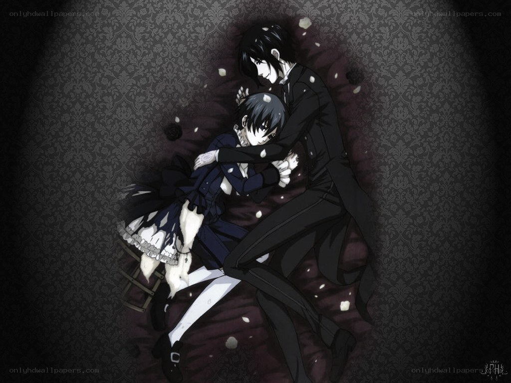 Ciel and Sebastian embrace