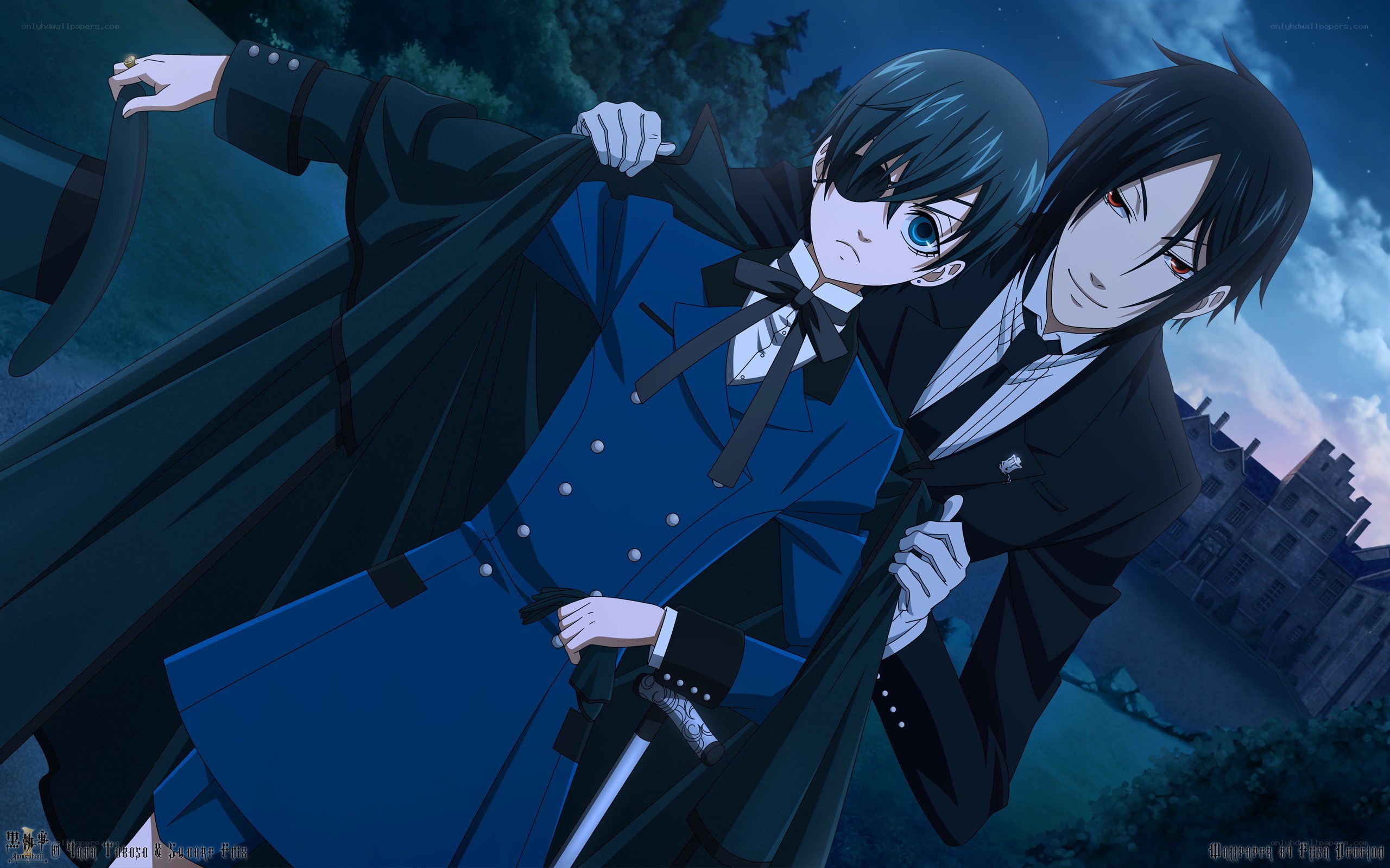 Ciel and Sebastian in a dramatic pose