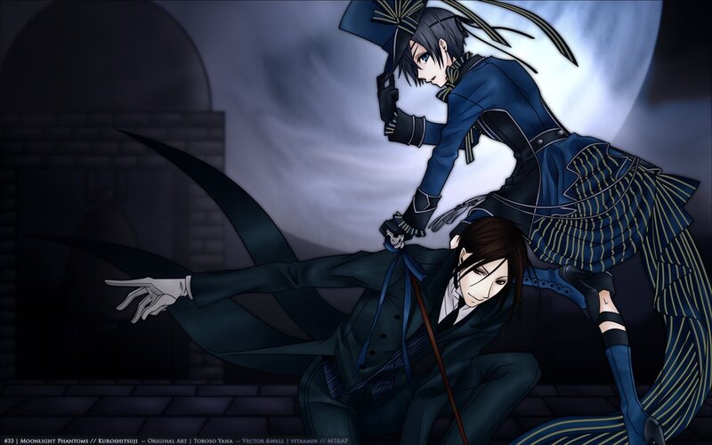 Ciel and Sebastian in a dramatic pose