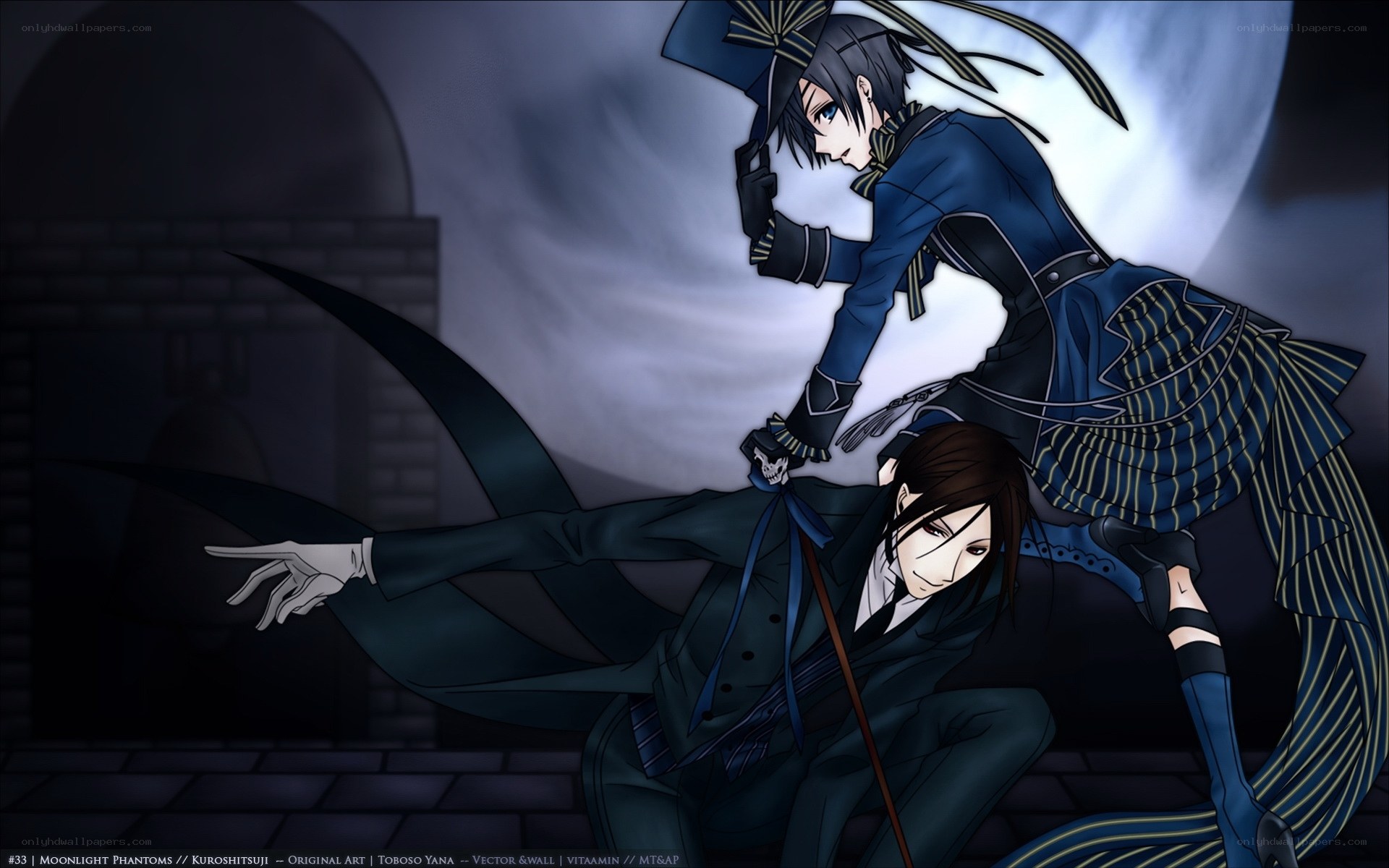 Ciel and Sebastian in a dramatic pose
