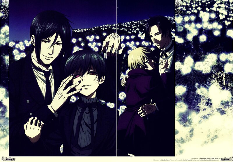 Ciel and Sebastian in a rose garden