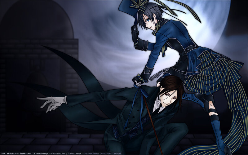Ciel and Sebastian in Moonlight