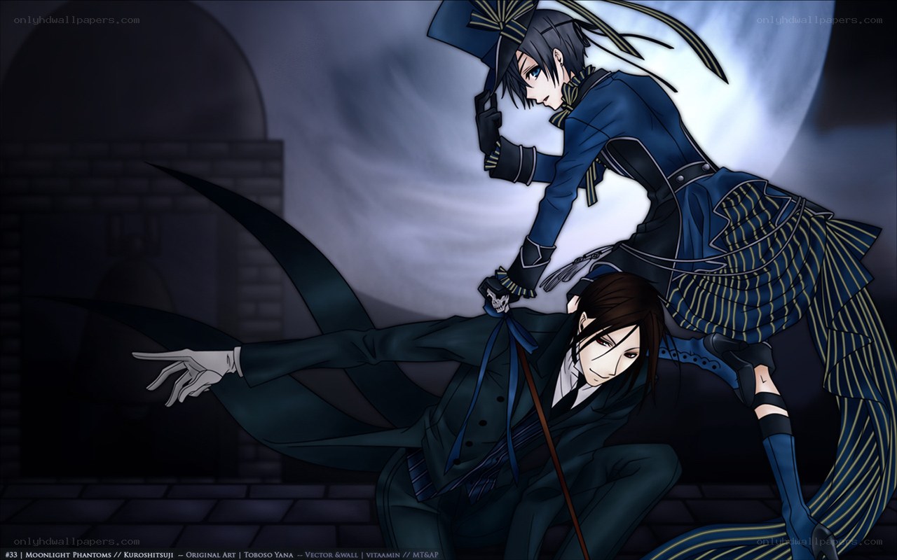 Ciel and Sebastian in Moonlight