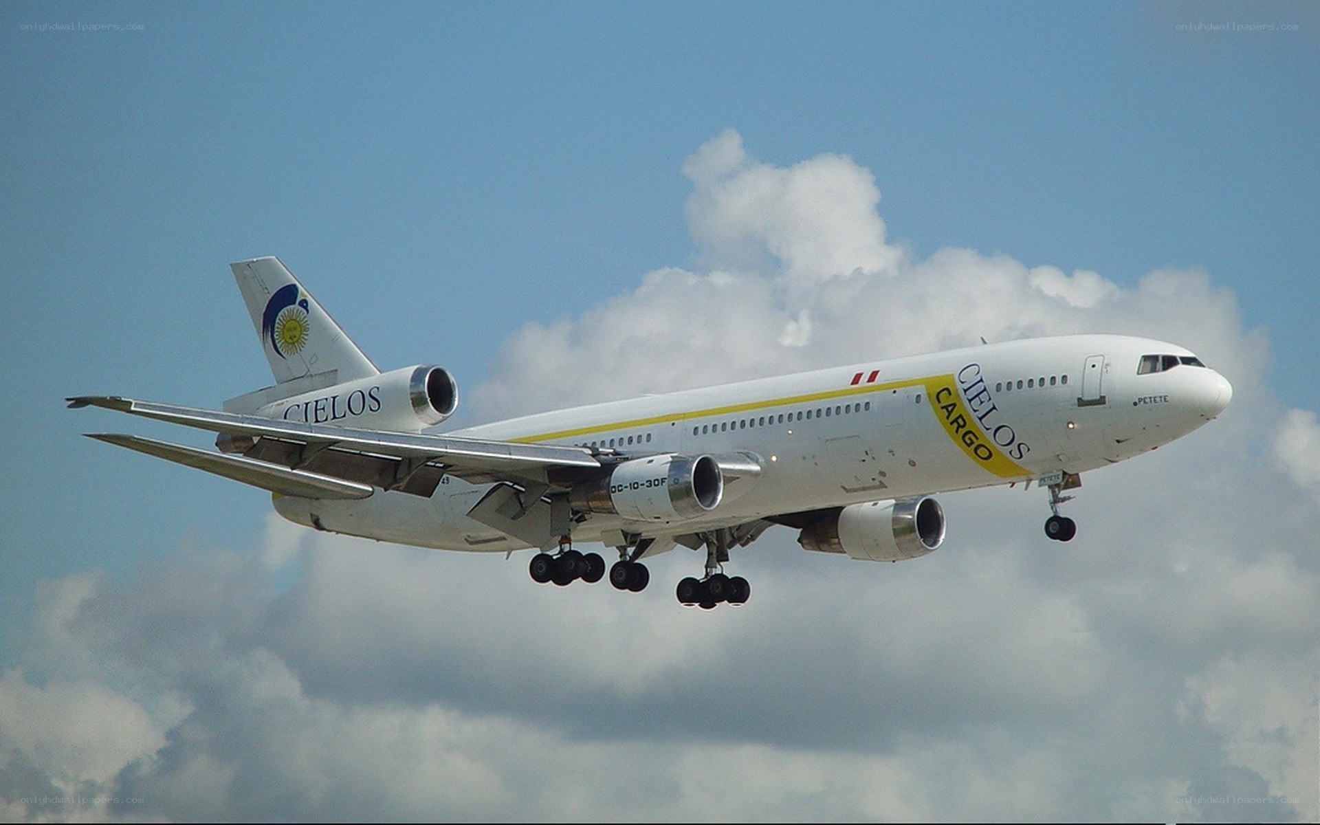 Cielos Cargo airplane in flight