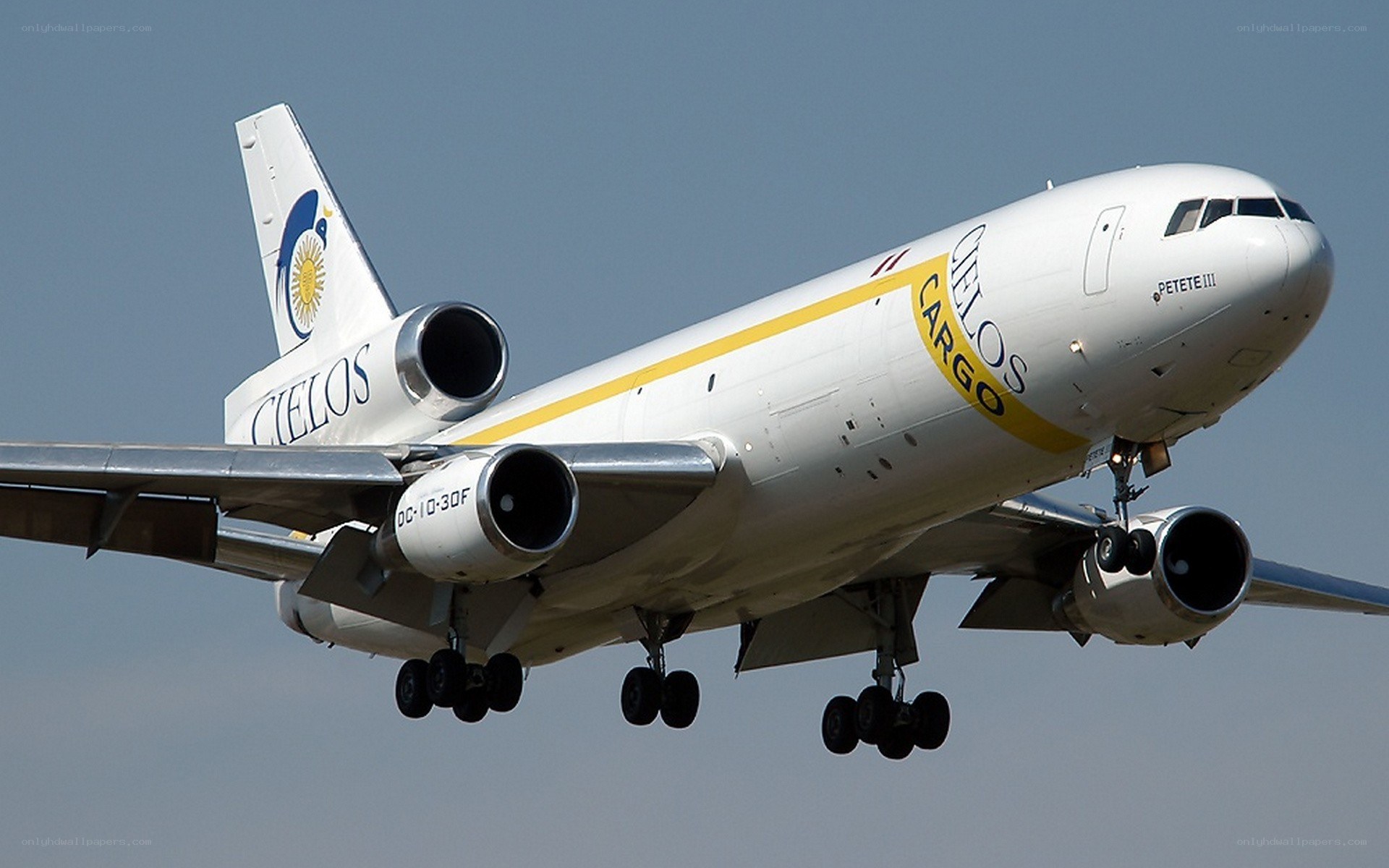 Cielos Cargo airplane in flight