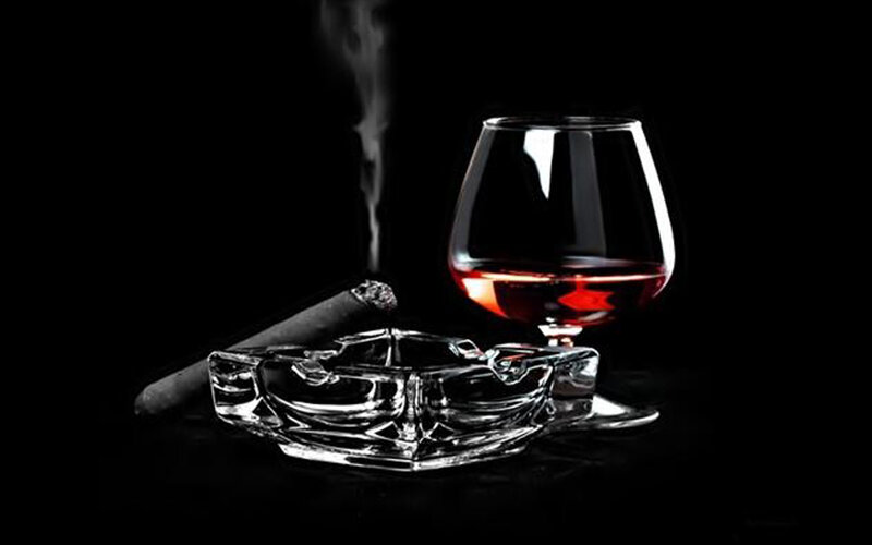 Cigar and Brandy Glass — Black, Dramatic