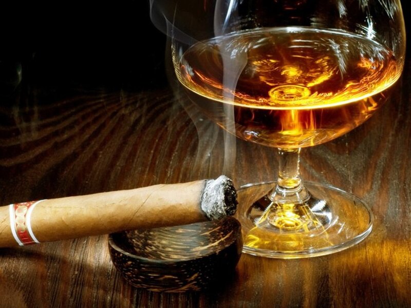 Cigar and Brandy Glass — Brown, Dramatic