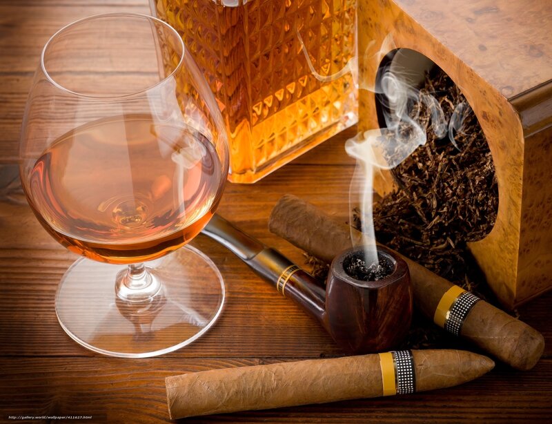 Cigar and brandy setup