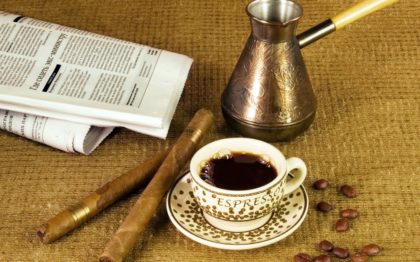 Cigar and coffee setup