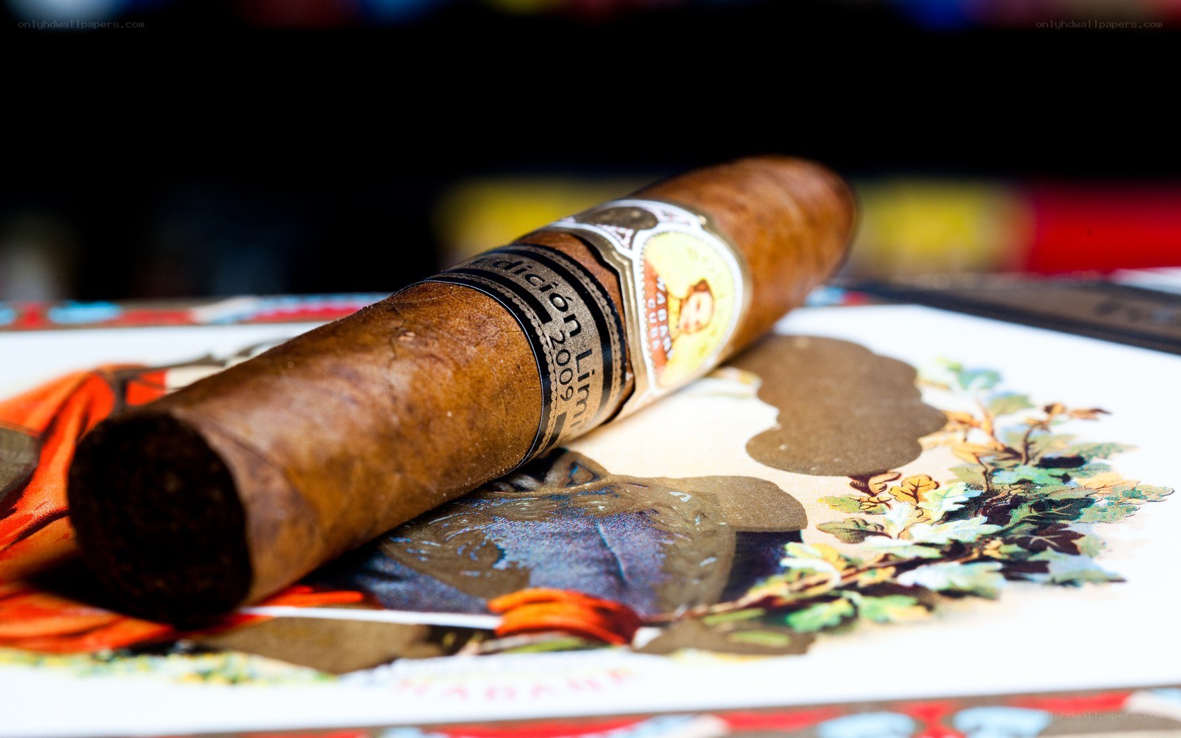 cigar on decorative box