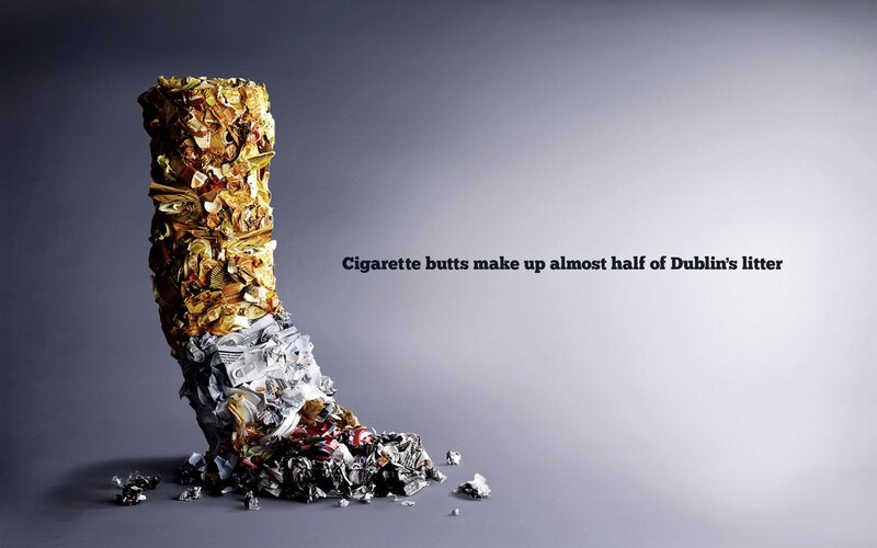 Cigarette butt litter sculpture