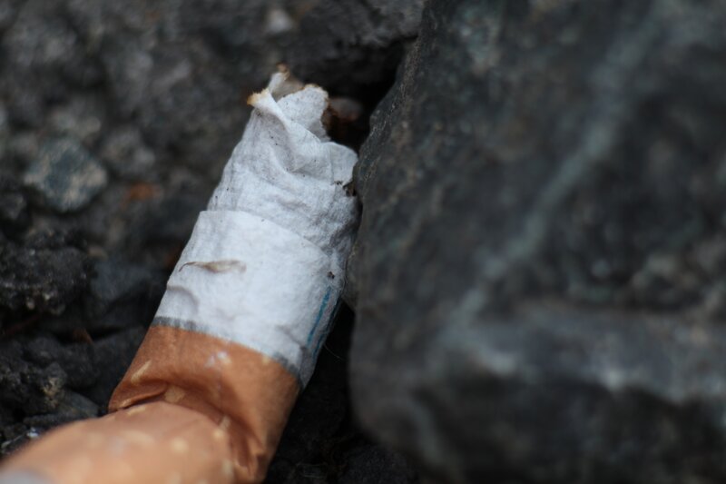 Cigarette Butt on Ground — Gray