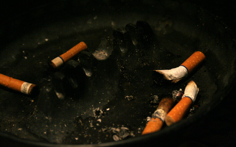 Cigarette butts in an ashtray