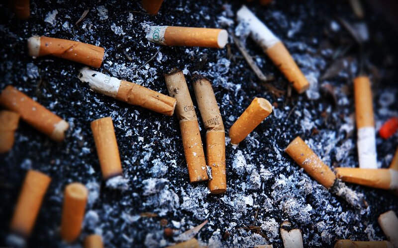 cigarette butts in ash