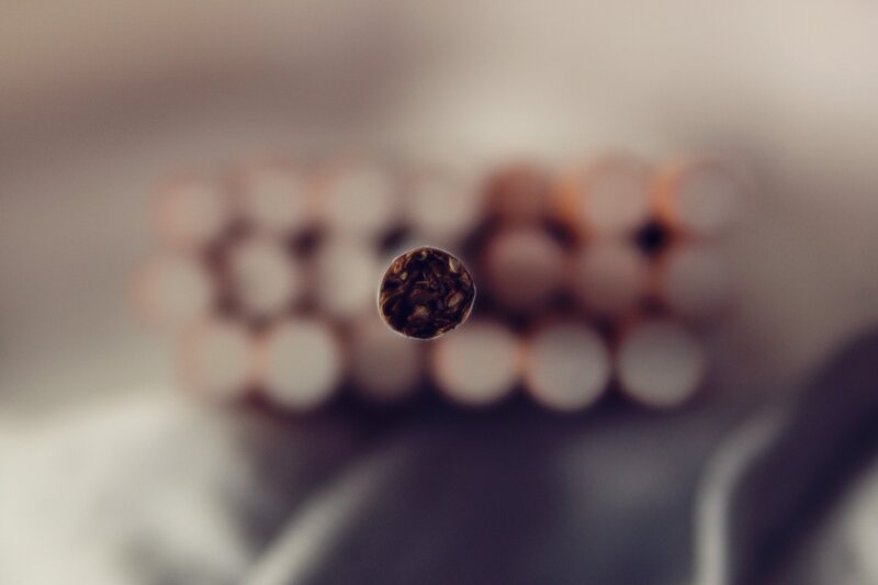cigarette end in focus