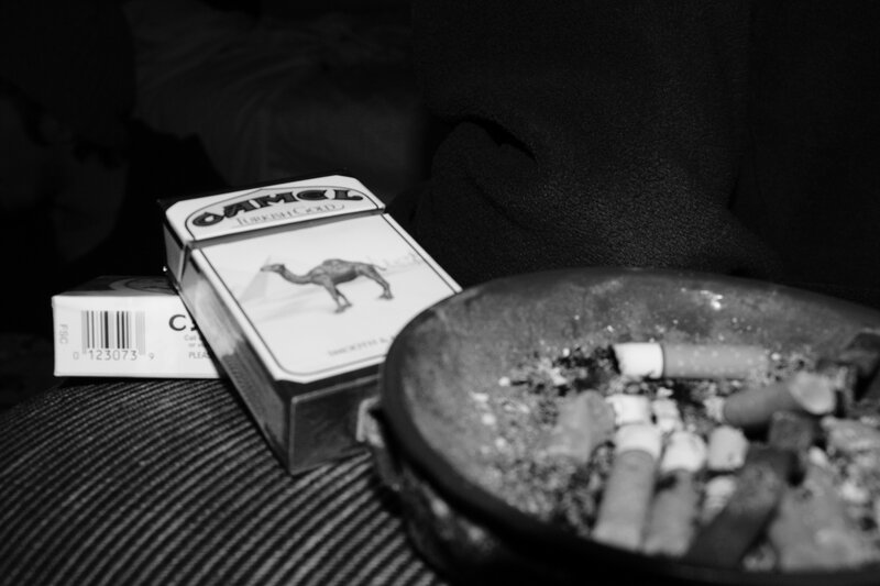 Cigarette pack and ashtray