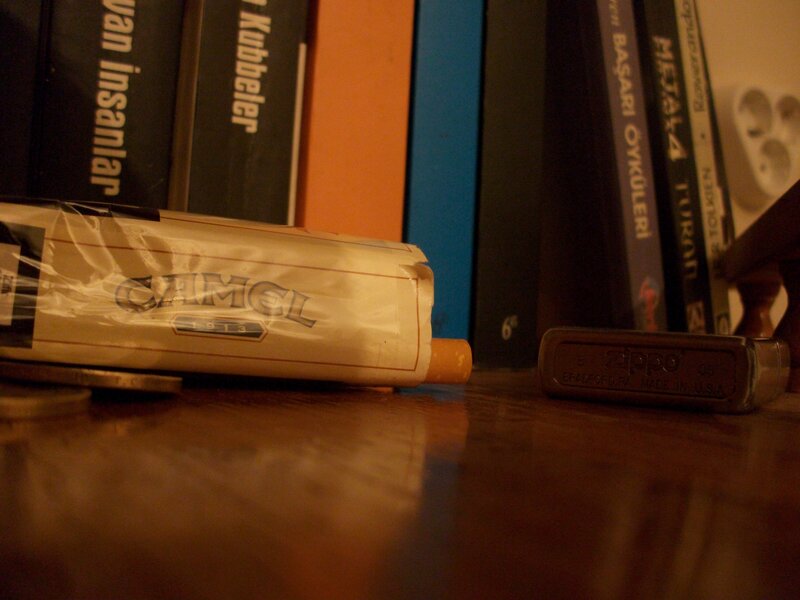 Cigarette pack on a table