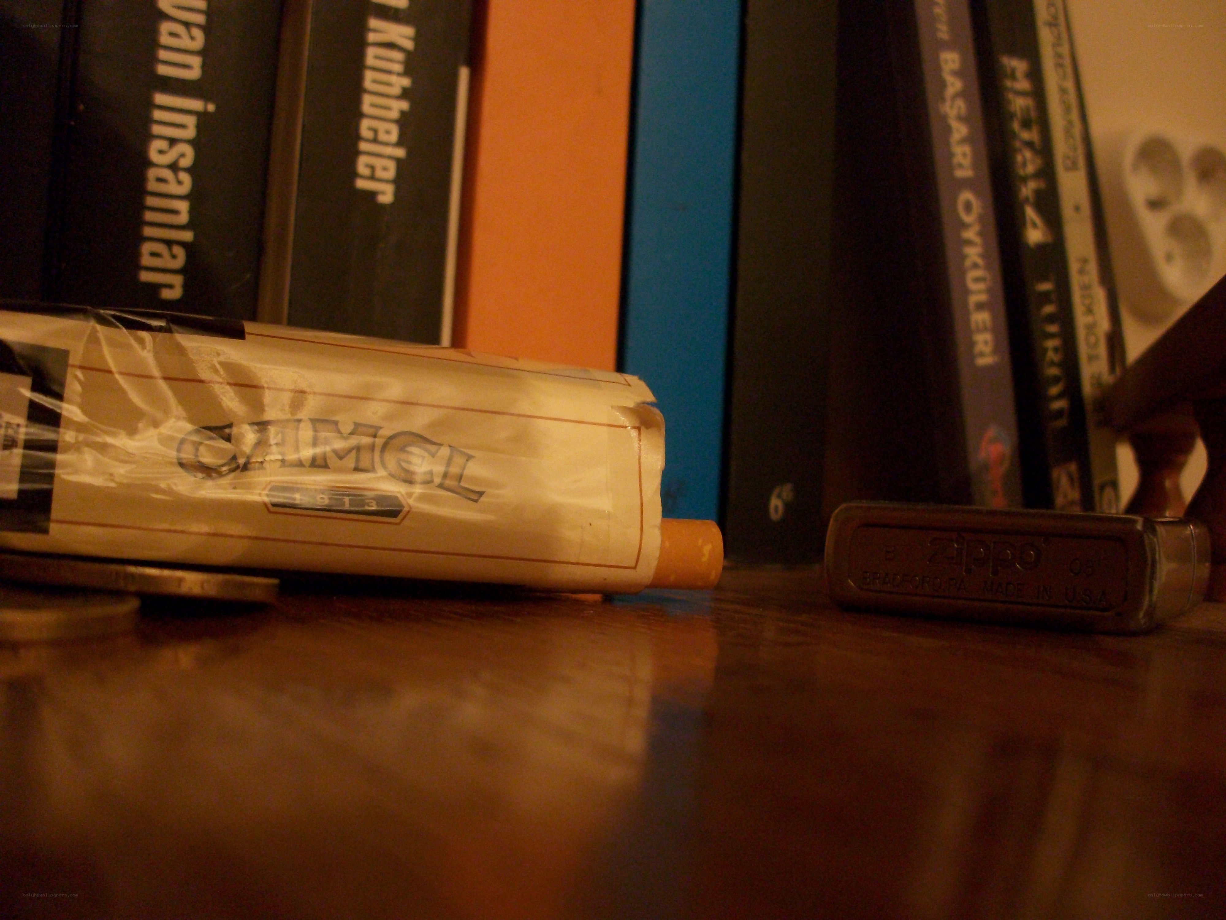 Cigarette pack on a table