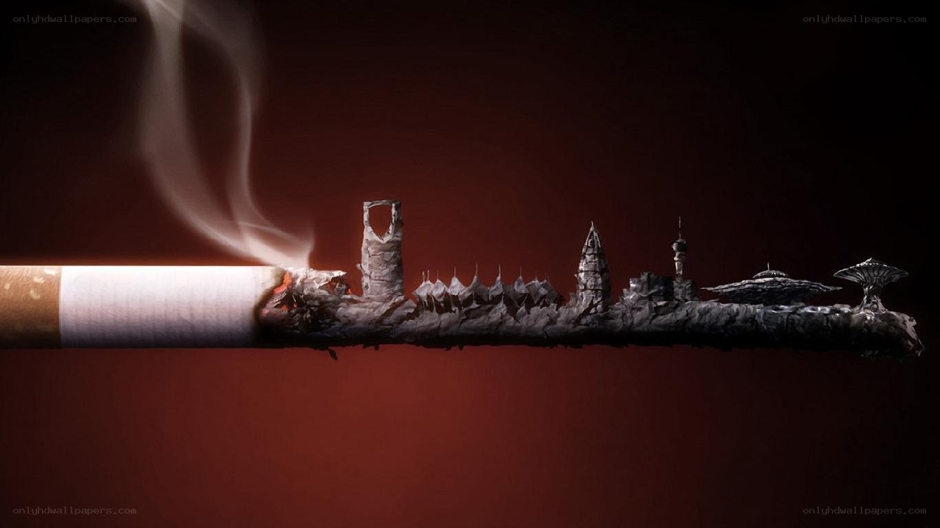 Cigarette with burning city
