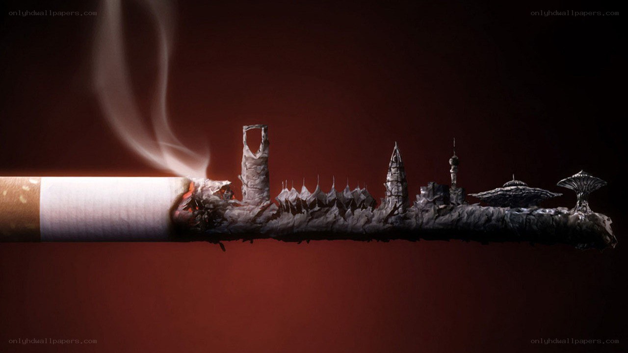 cigarette with burning city
