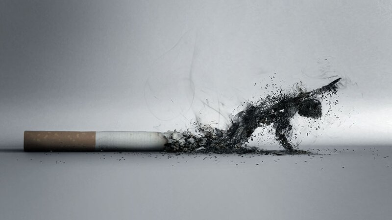 Cigarette with Human Figure — Gray, Dramatic