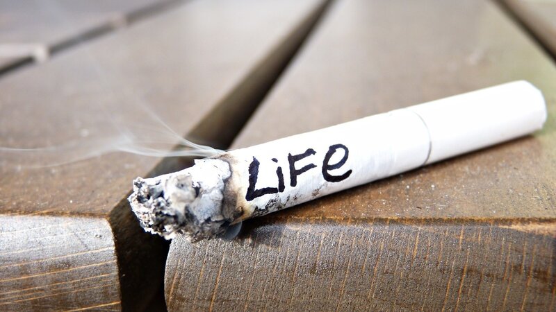Cigarette with 'Life' written on it
