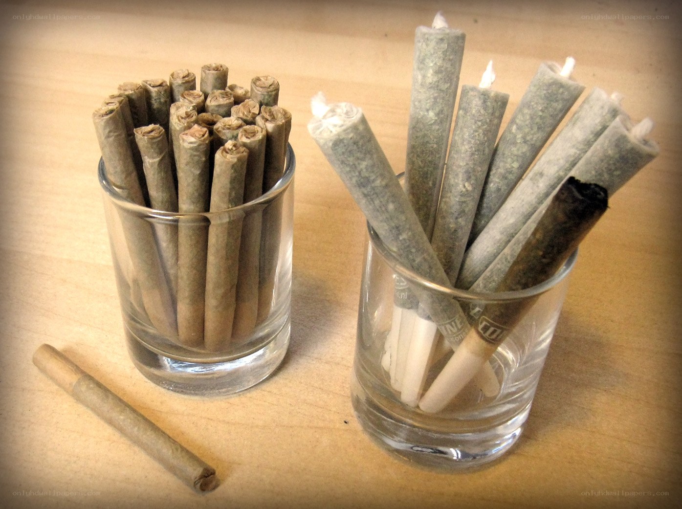 cigarettes in glass cups
