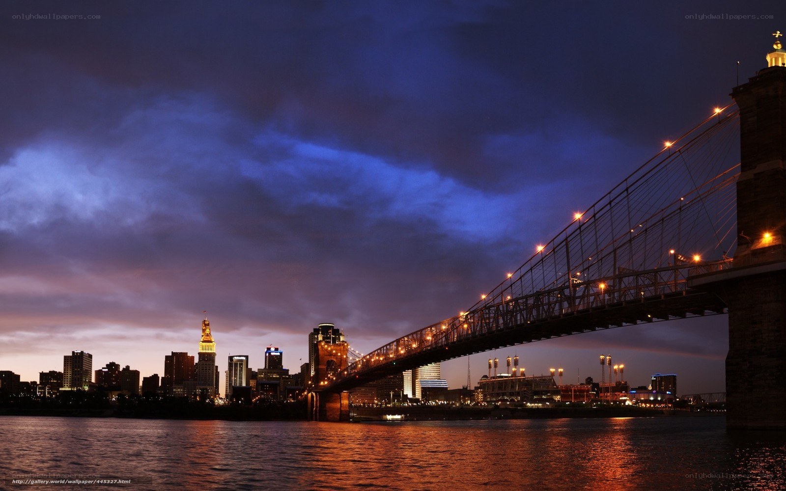 Cincinnati skyline at dusk