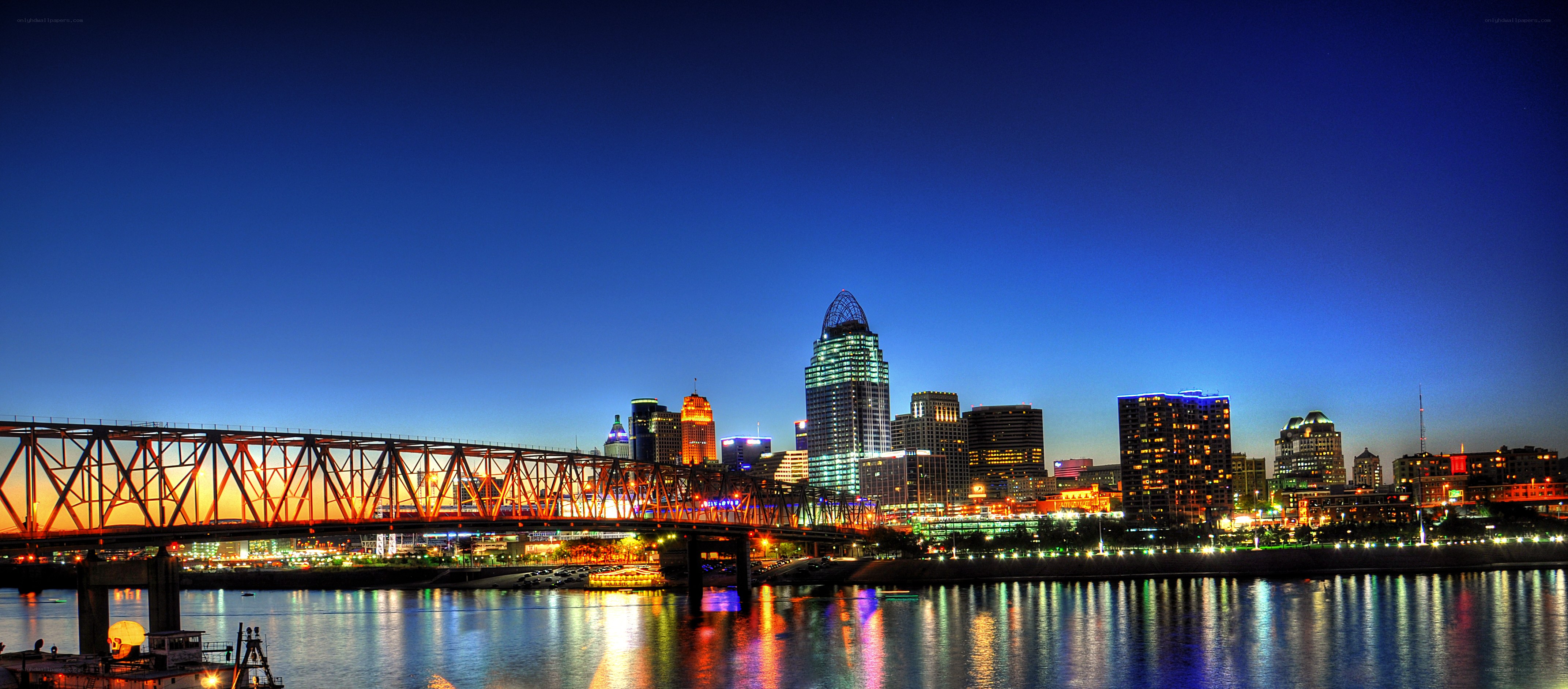 Cincinnati skyline at dusk