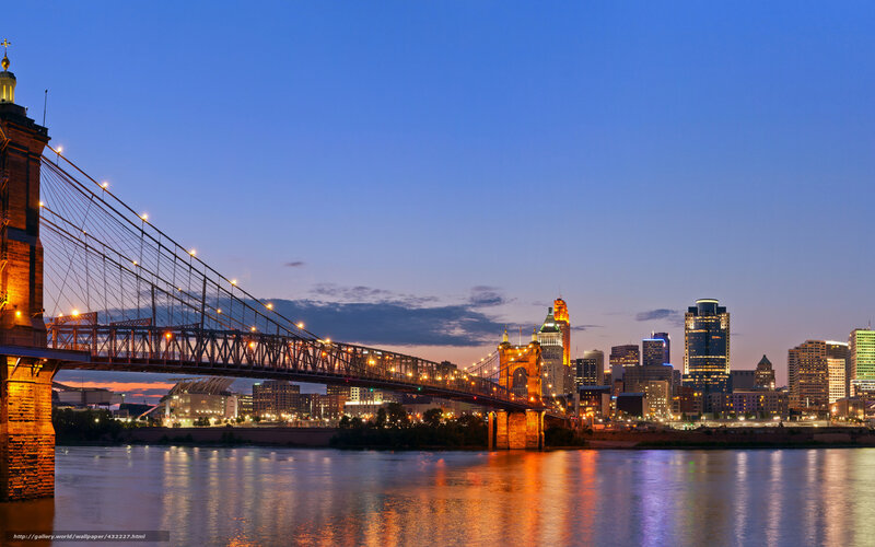 Cincinnati Skyline at Dusk — Blue