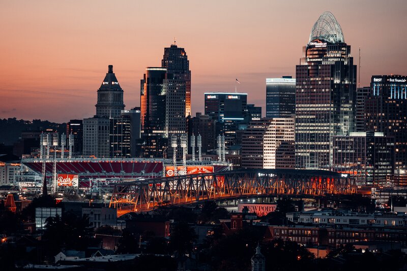 Cincinnati Skyline at Dusk — Orange