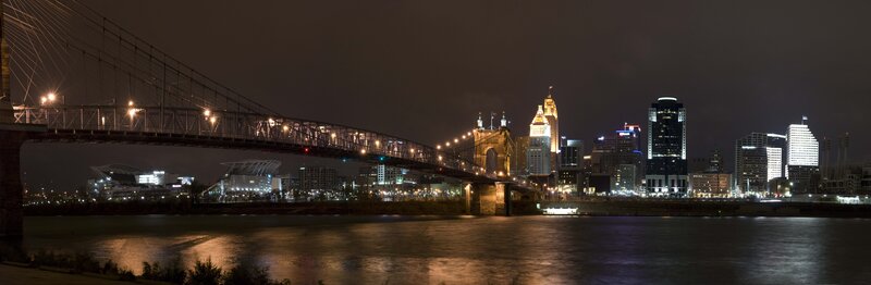 Cincinnati Skyline at Night — Black, Dark