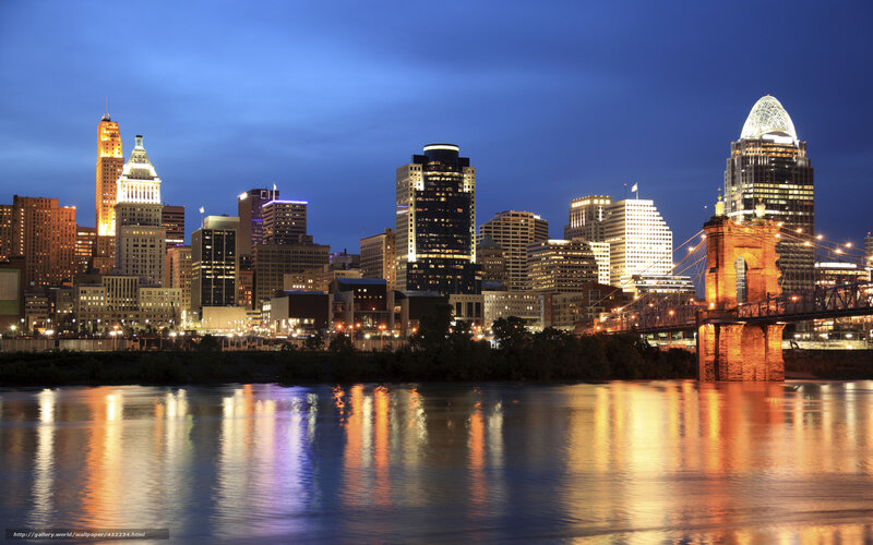 Cincinnati Skyline at Night — Blue, Calm
