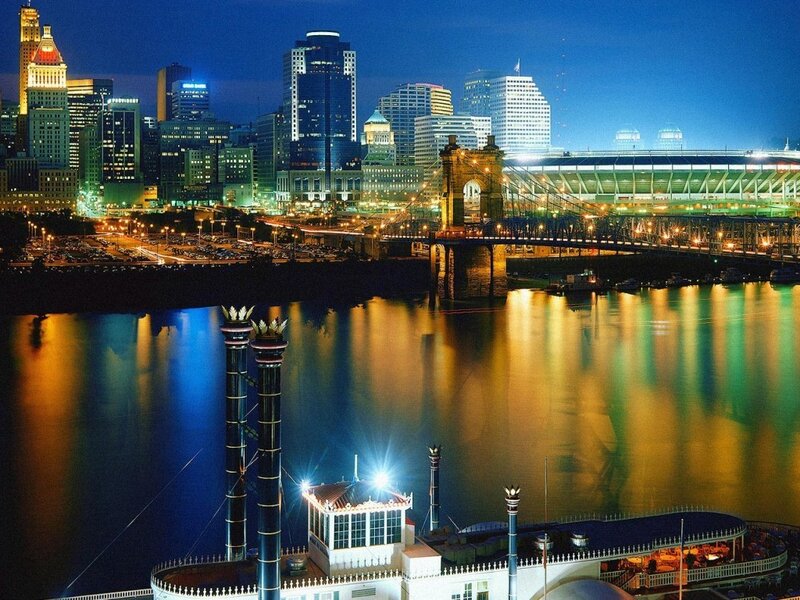 Cincinnati Skyline at Night — Blue, Dramatic