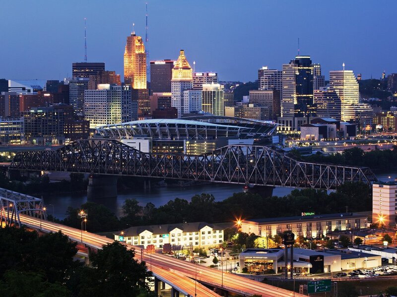 Cincinnati Skyline at Night — Blue