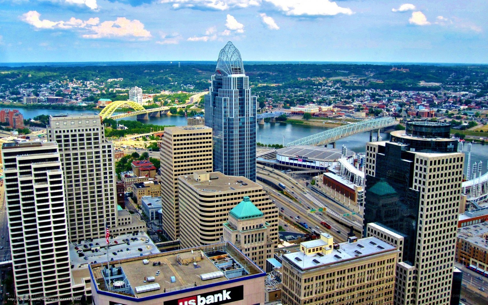 Cincinnati skyline with bridges