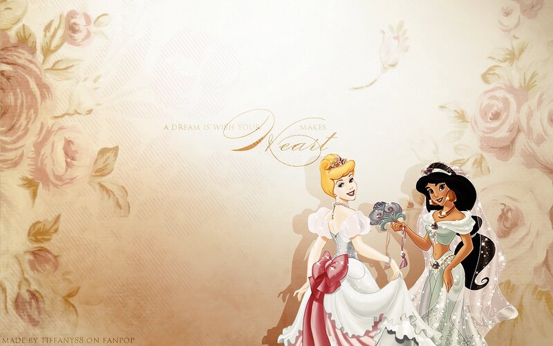 Cinderella and Jasmine in Wedding Dresses