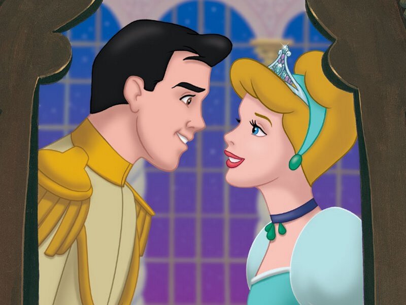 Cinderella and Prince — Blue, Romantic, Night, Illustration